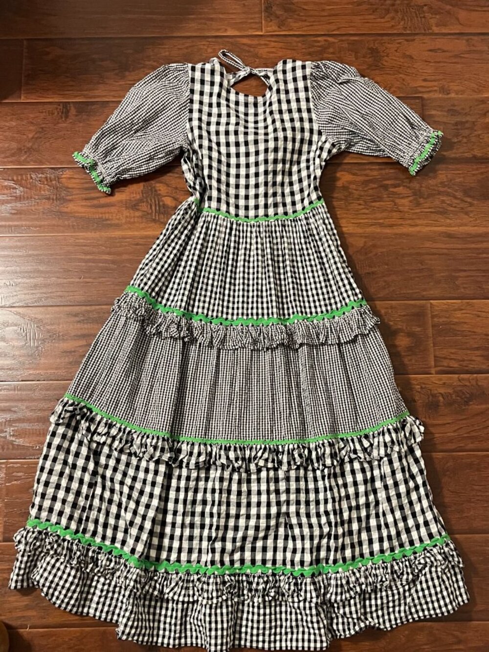 Neon Rose Checkered Midi Dress